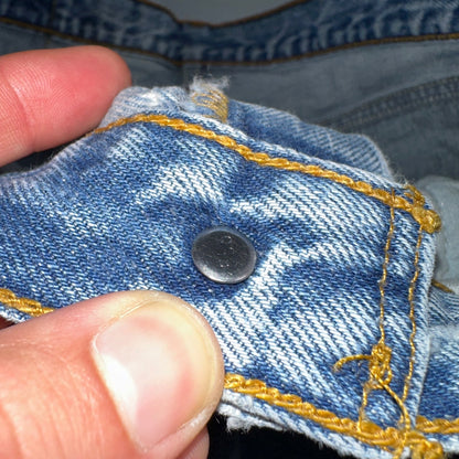 Levis 501 Vintage 90s USA XX Straight Leg Jeans Blue Light Wash 35x34 Act 33x30