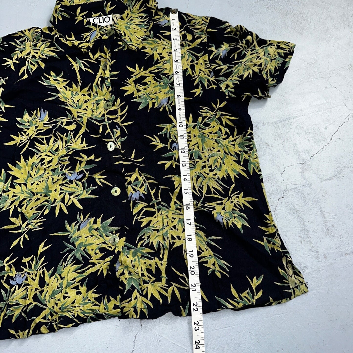 Clio VTG 2 Piece Set Blouse Shirt Pants Rayon Hawaiian Floral Boho Chic 1980s