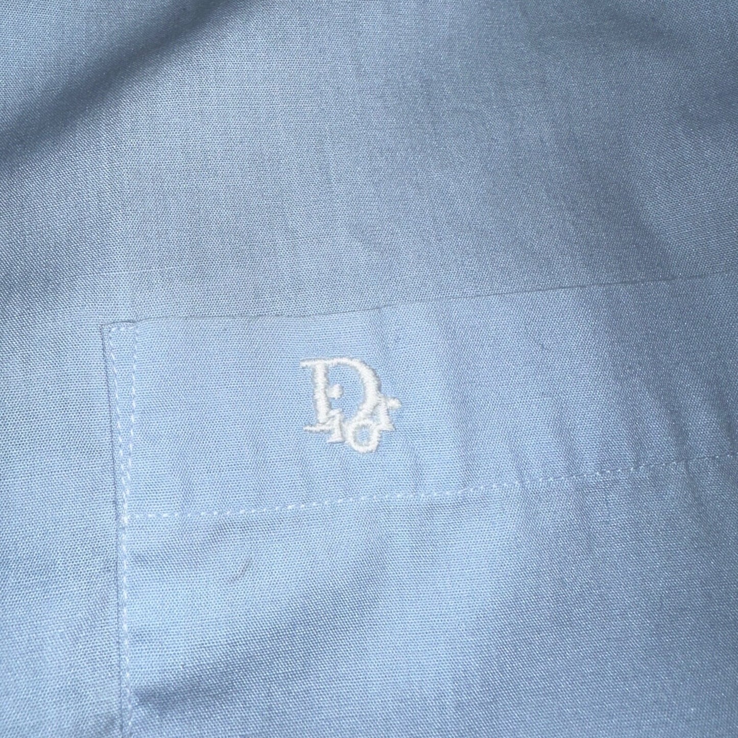 Christian Dior Vintage Men's 16.6 Monsieur Button Down Dress Shirt Blue
