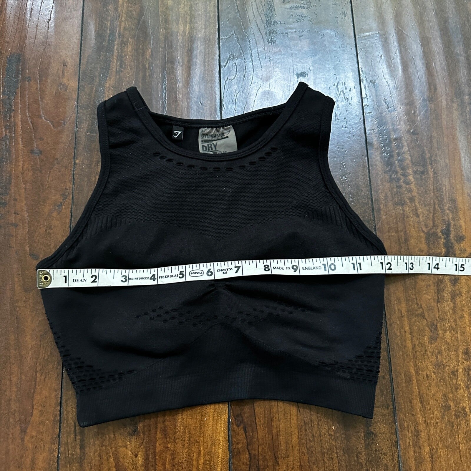 GYMSHARK Flawless S Women Sport Bra Black Stretch Padded Knit Gym Activewear