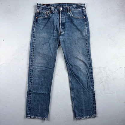 Levis 501 Vintage 90s USA XX Straight Leg Jeans Blue Light Wash 35x34 Act 33x30