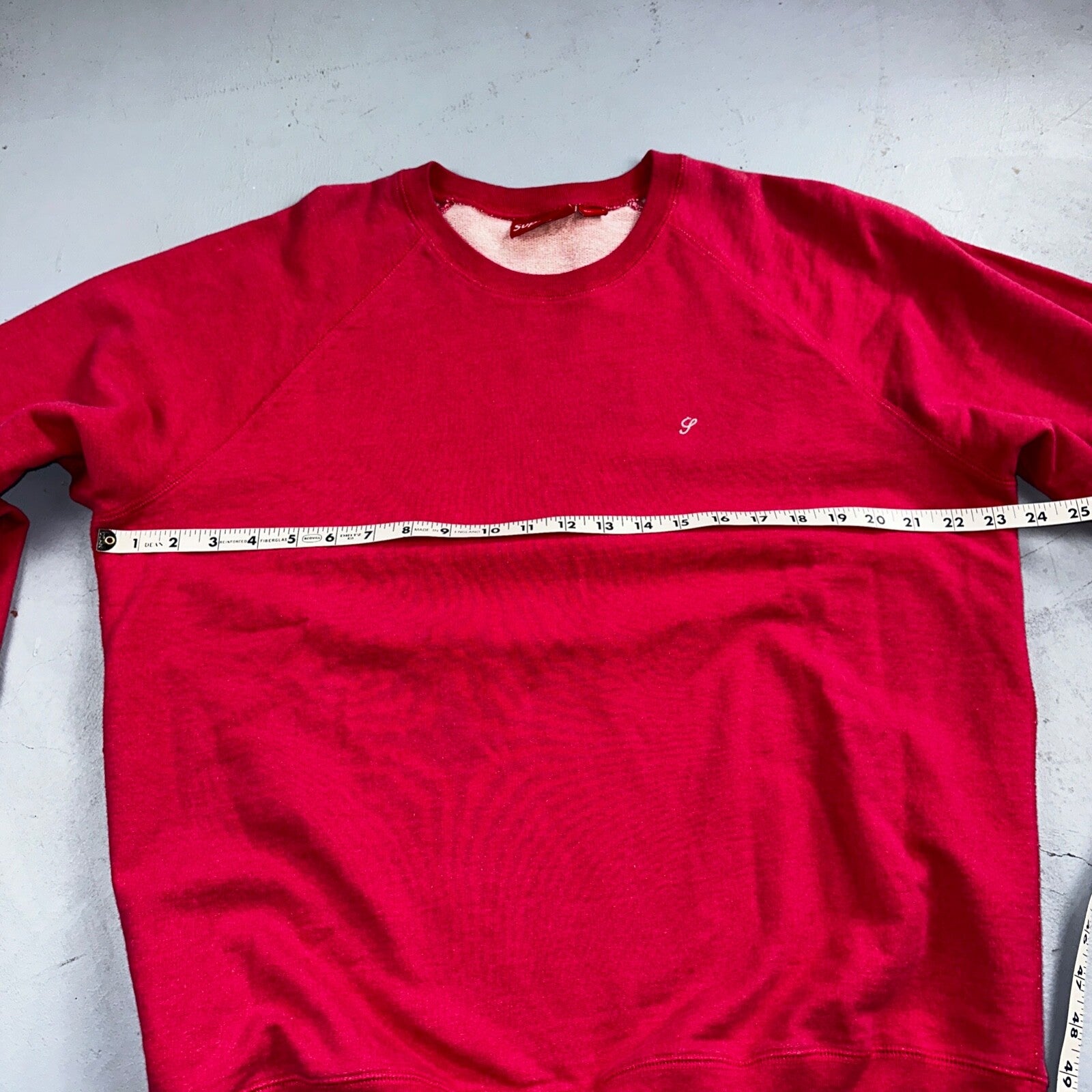 Supreme Pink Script Log Sweater Large Knit Box Logo Simple Subtle Raglan