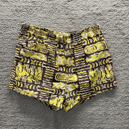 Vtg 40s California Aloha Yellow 50s Swim Trunks Board Shorts Floral Rockabilly