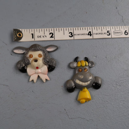 Little Lambs Head with Wiggly Eyes Refrigerator Magnet Bull Cute MCM Fridge Art