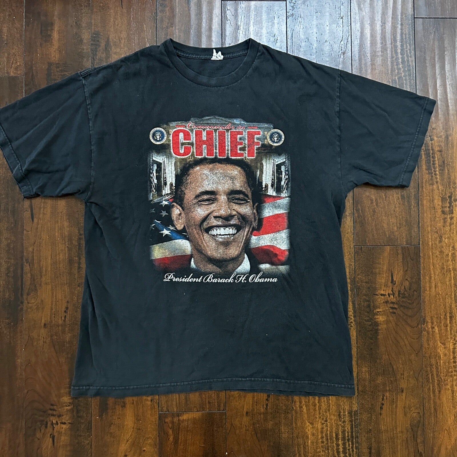 Obama XL VTG T Shirt Y2K Rap Tee Style Political Democrat Chicago President