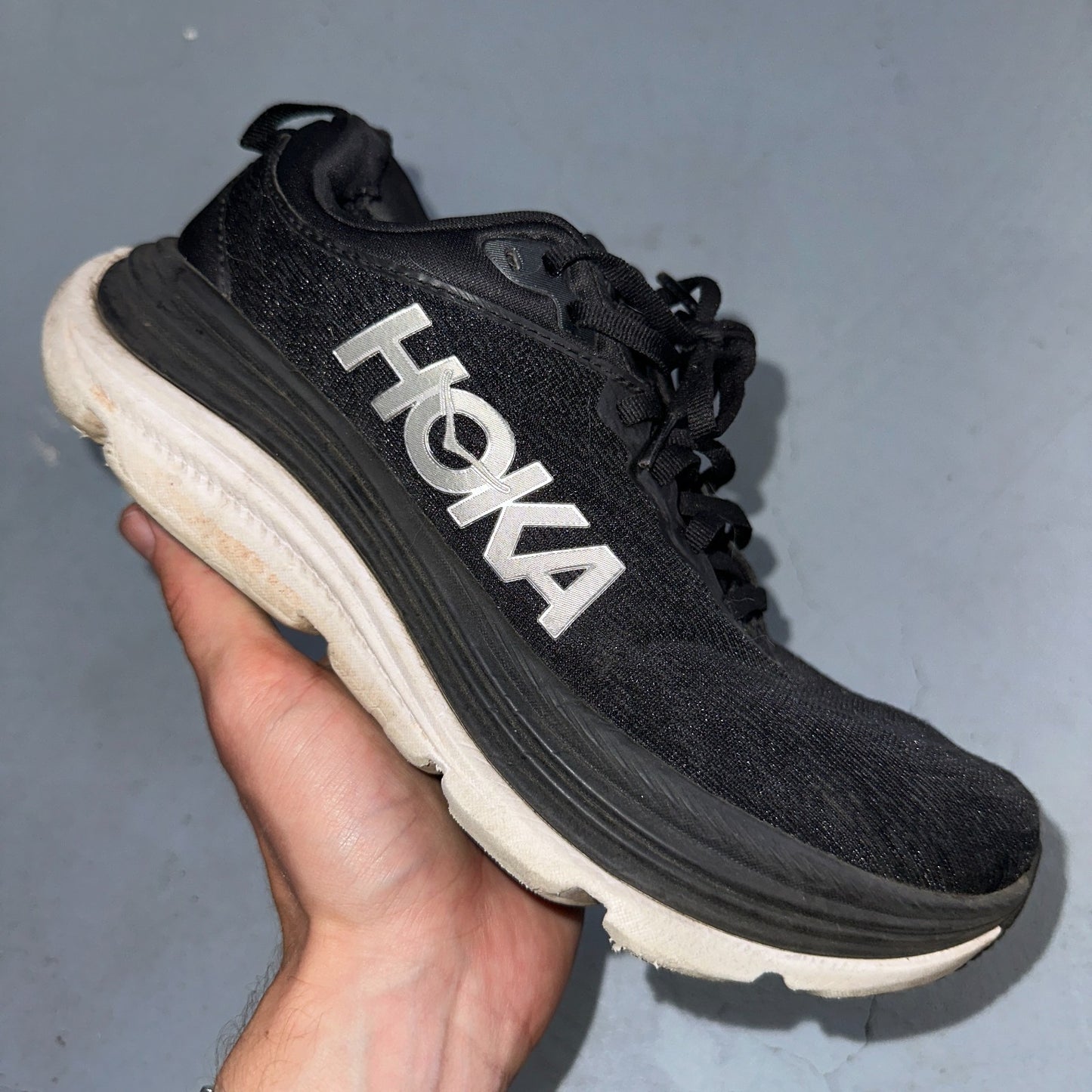 Hoka One One Womens Gaviota 5 1134235 BWHT Black Running Shoes Size 7 D