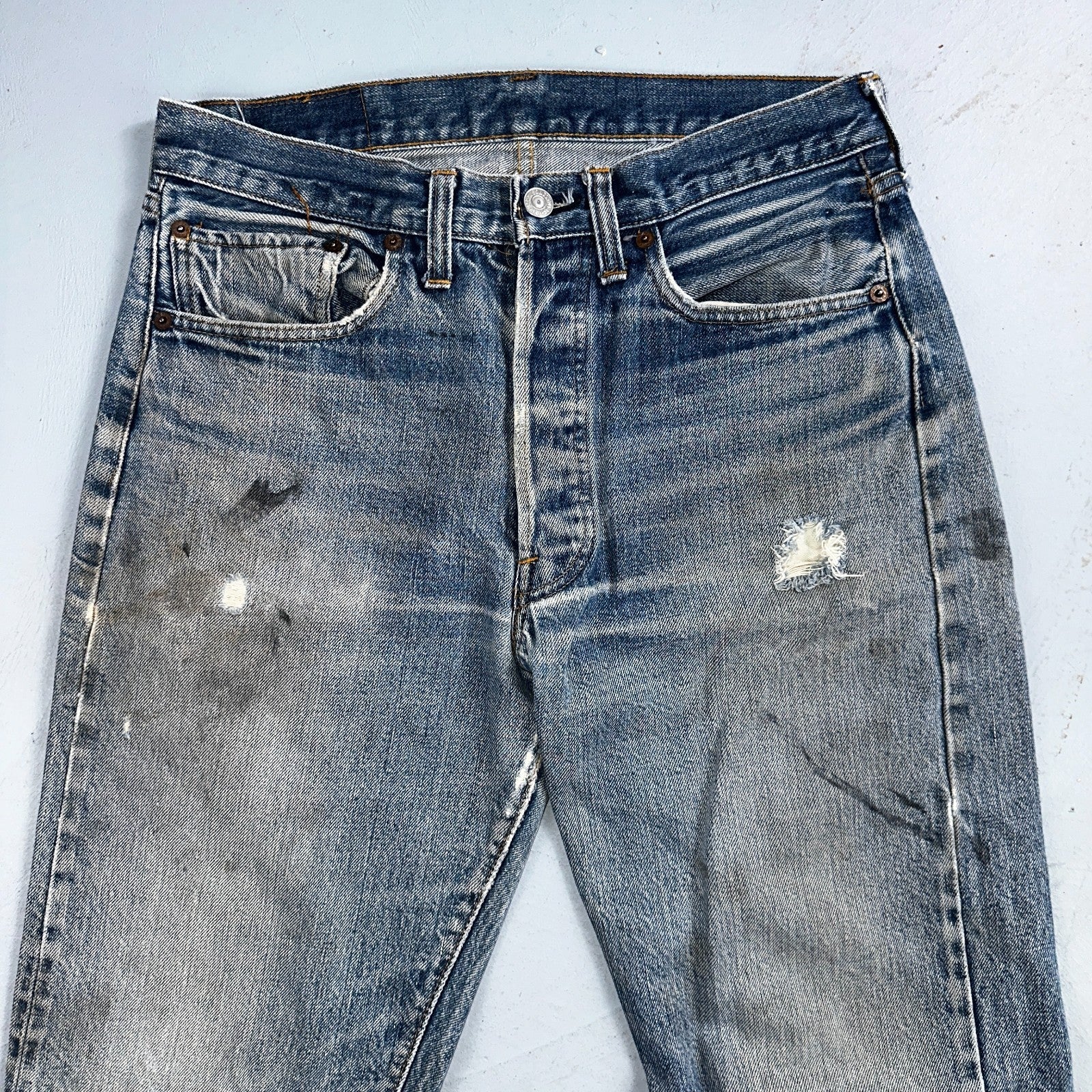 Levis 501 Vintage 80s Redline Selvedge USA XX Jeans Light Wash 32x36 Act 30x31