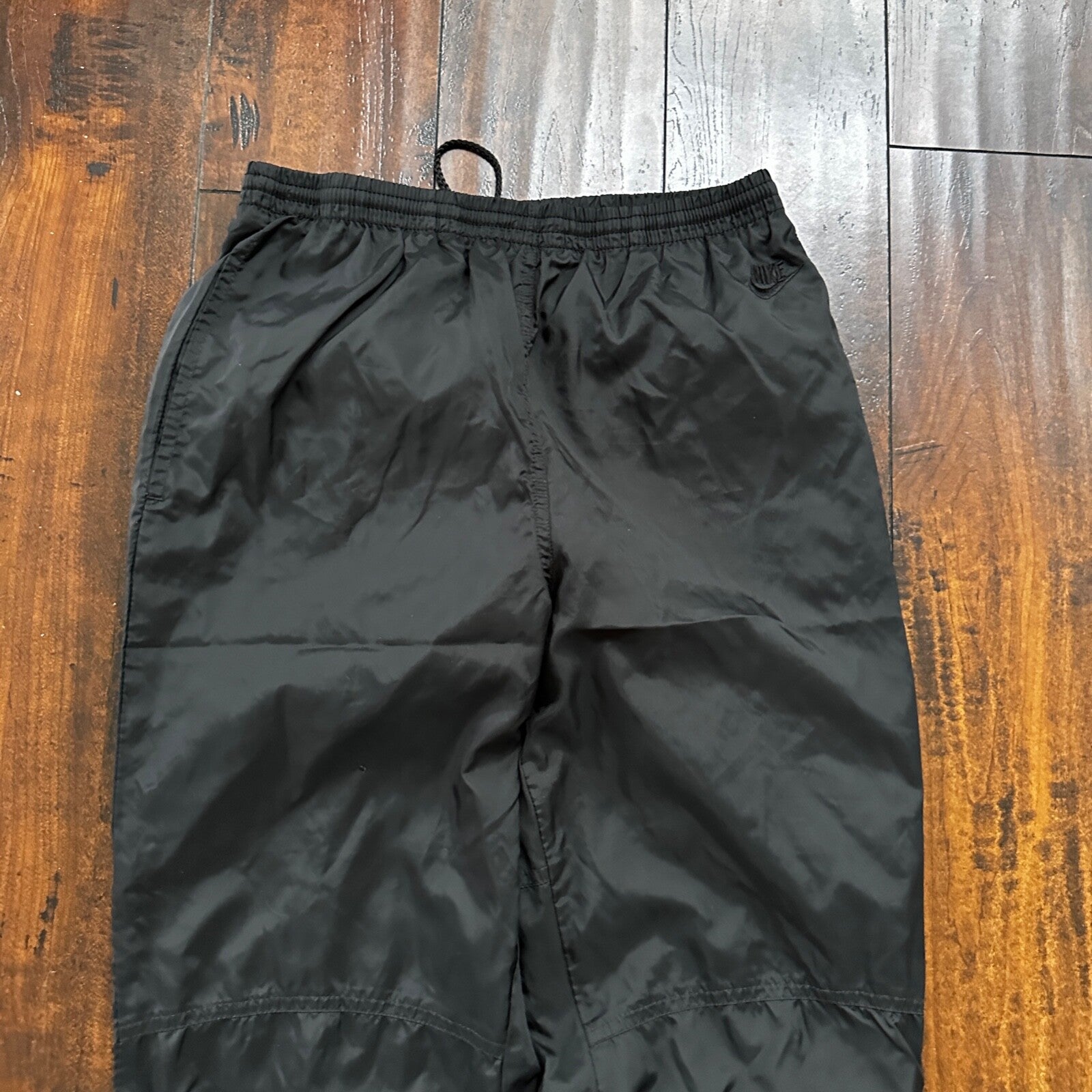 Nike VTG 90s Grey Tag Windpants Track Pants Ankle Zip Unlined Black S 1990s