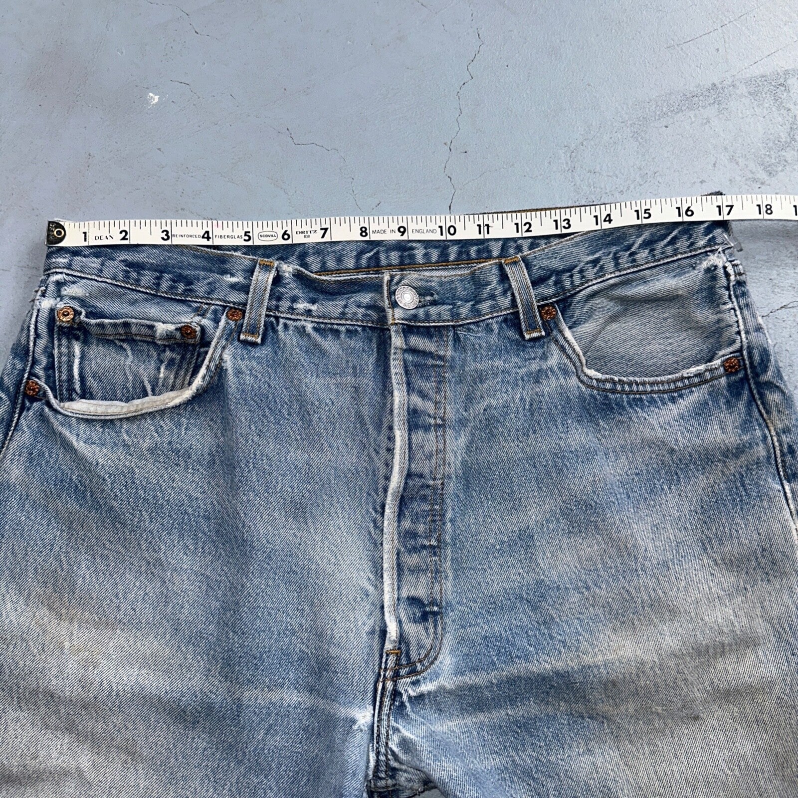 Levis 501 Vintage 90s USA XX Straight Leg Jeans Blue Light Wash 38x36 Act 34x31