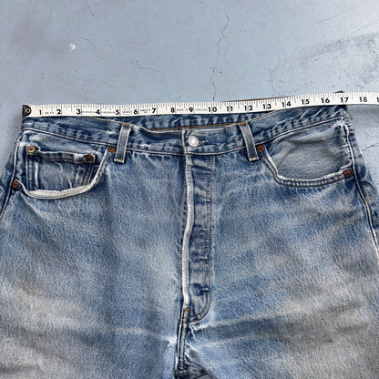 Levis 501 Vintage 90s USA XX Straight Leg Jeans Blue Light Wash 38x36 Act 34x31