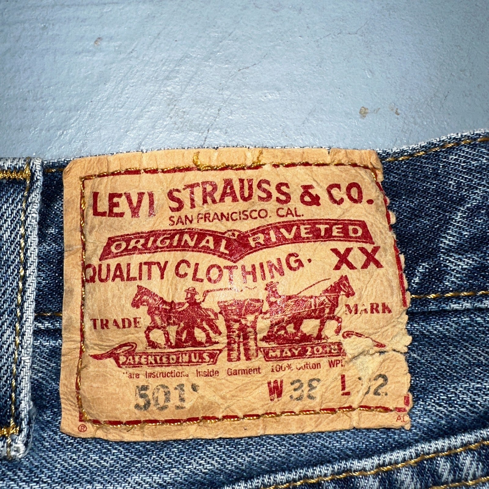 Levis 501 Vintage 90s XX Straight Leg Jeans Y2K Light Wash 38x32 Act 38x32