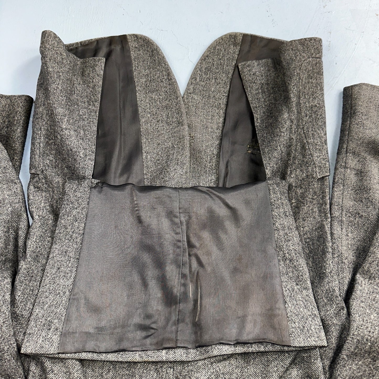 YSL Yves Saint Laurent Vintage Gray Tweed Jacket 38 Blazer Coat France Suit 80s