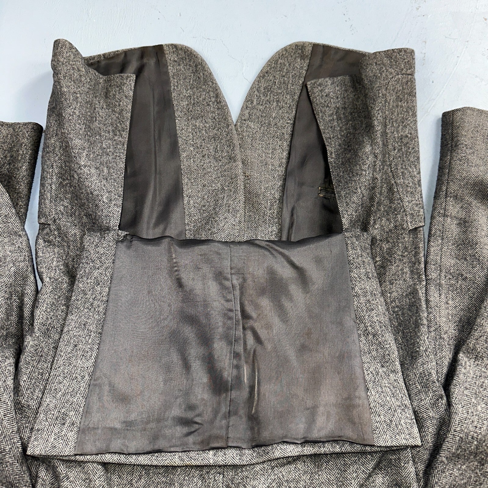 YSL Yves Saint Laurent Vintage Gray Tweed Jacket 38 Blazer Coat France Suit 80s