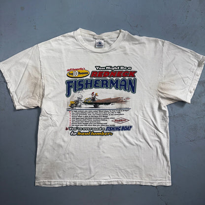 Redneck Fisherman Pro DELTA VTG T Shirt Y2K Joke Humor LOL Funny Buck Thrashed