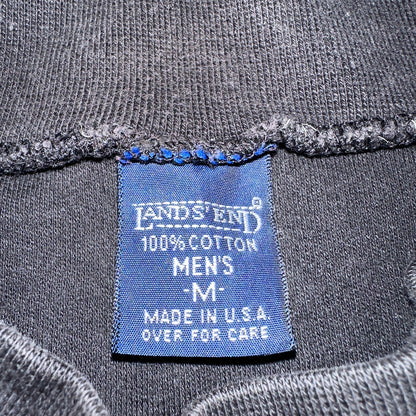 Lands End Black USA VTG T Shirt Single Stitch Long Sleeve Mock Neck Rare 90s