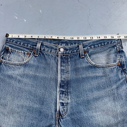 Levis 501 Vintage 90s USA XX Straight Leg Jeans Blue Light Wash 38x32 Act 34x28