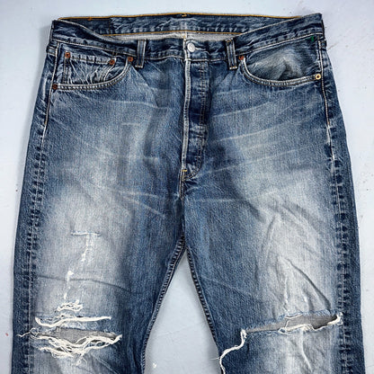 Levis 501 Vintage 90s Spain XX Straight Leg Jeans Blue Med Wash 38x34 Act 38x33