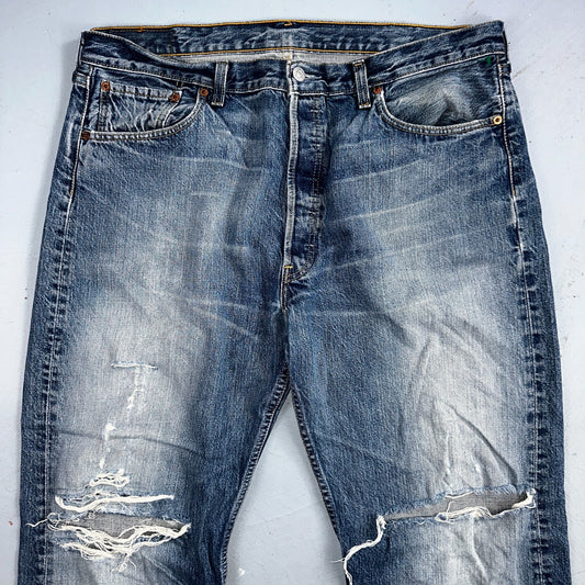 Levis 501 Vintage 90s Spain XX Straight Leg Jeans Blue Med Wash 38x34 Act 38x33