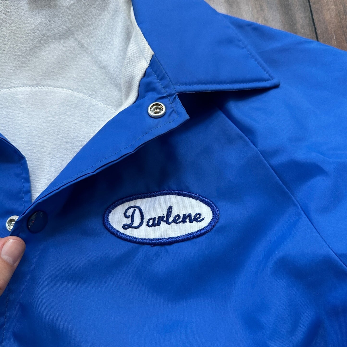 Ford V8 VTG 90s Hartwell Satin Coaches Jacket Lined Windbreaker Size Small Blue