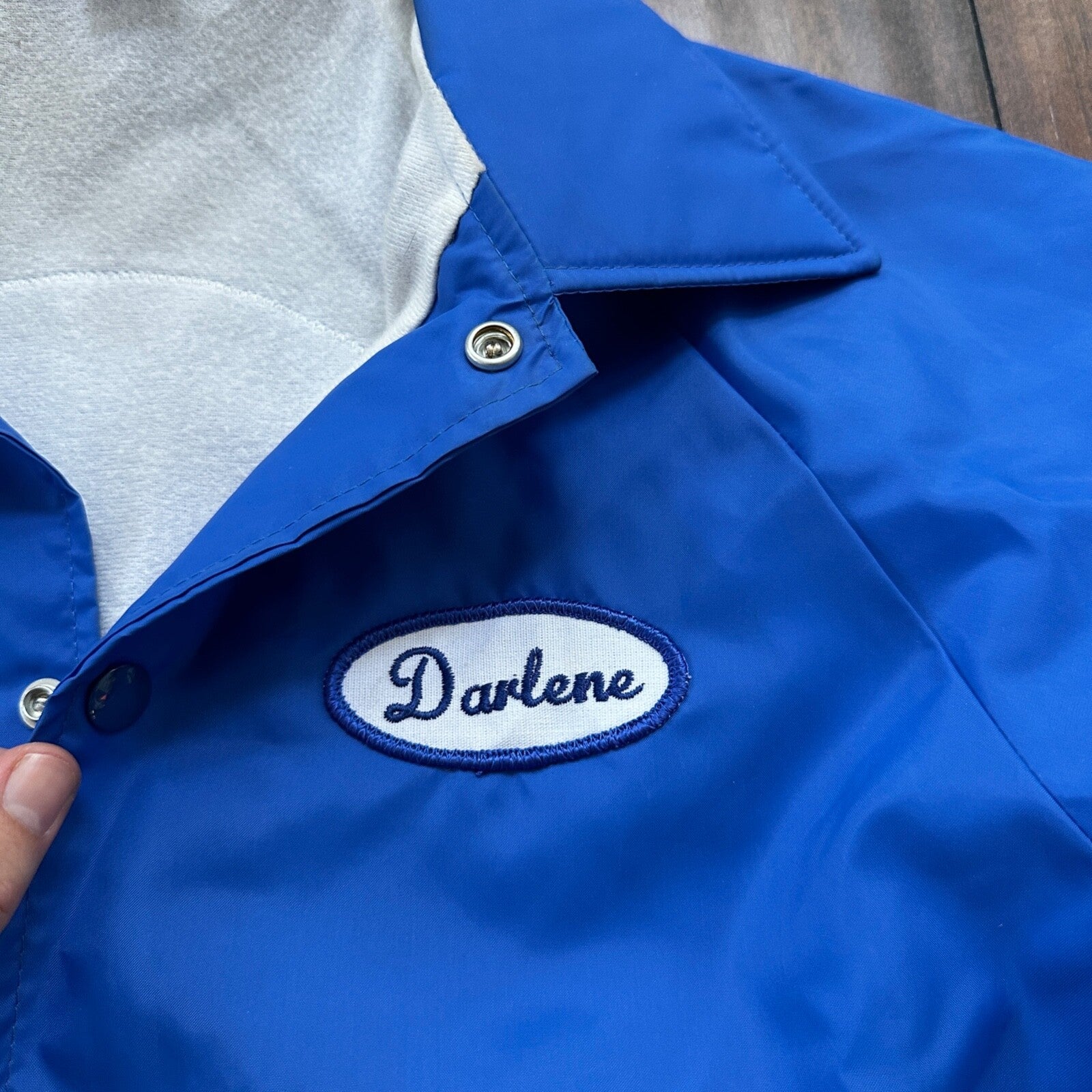 Ford V8 VTG 90s Hartwell Satin Coaches Jacket Lined Windbreaker Size Small Blue