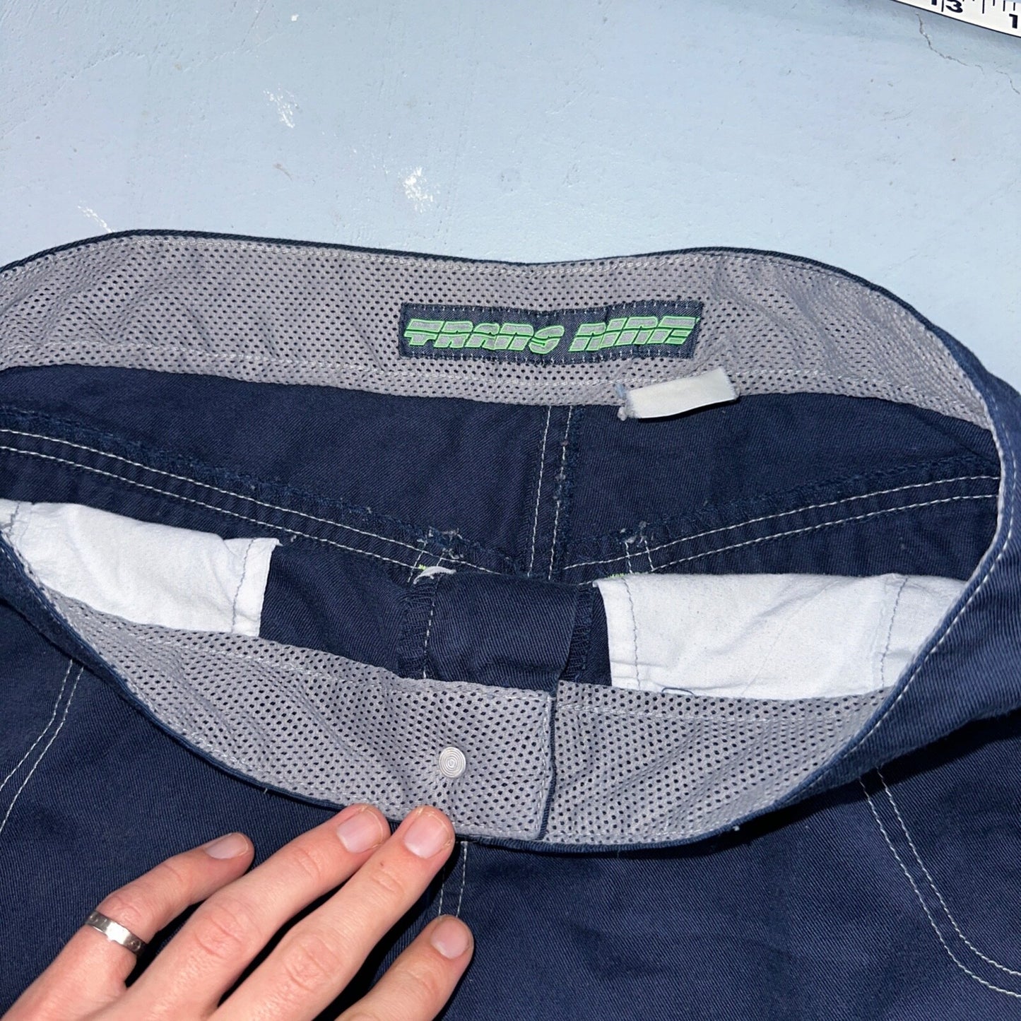 Vintage Trans Nine Rave Y2K Navy Blue Wide Leg Retro Pants Womens 30 x 30