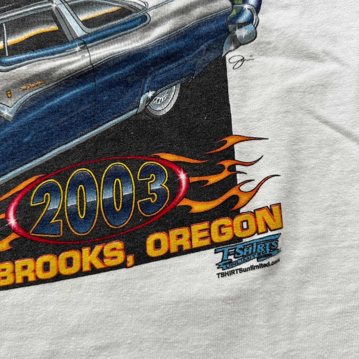 Hot Summer Nights Racing Cars VTG T Shirt 2003 Brooks Oregon PDX Muscle Y2K