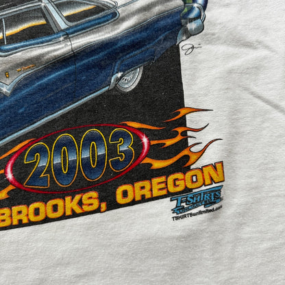 Hot Summer Nights Racing Cars VTG T Shirt 2003 Brooks Oregon PDX Muscle Y2K