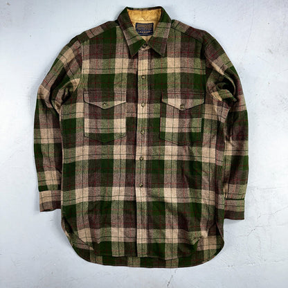 Pendleton VTG BR Baker Shirt Plaid 100% Wool Button Down Size M Plaid 1950s Camp