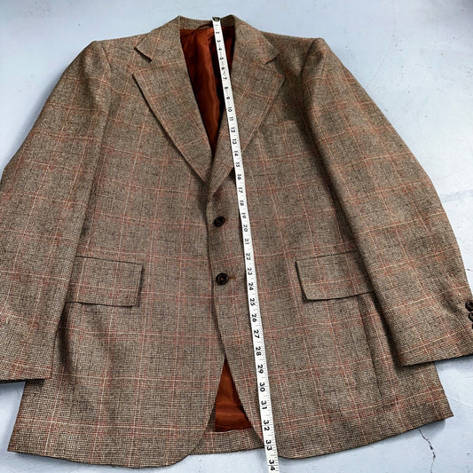 VTG Mens 3 PC Suit 42 Jacket Coat Pants Vest Plaid Rockabilly 70s 1970s Brown