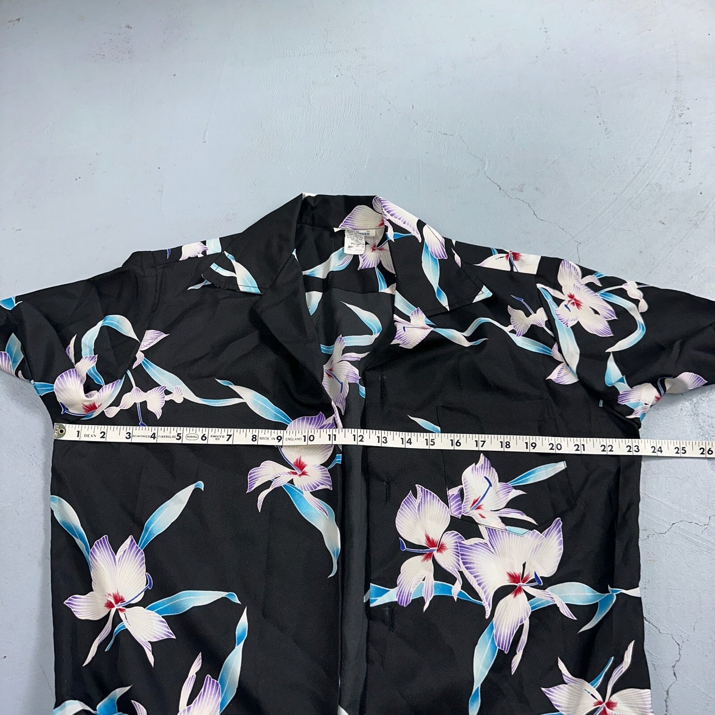 Hawaiian VTG Shirt Crop Rockabilly Floral Multi Color Robe 60s 70s Disco Hawaii