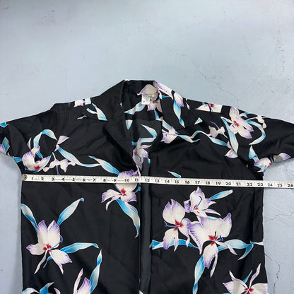 Hawaiian VTG Shirt Crop Rockabilly Floral Multi Color Robe 60s 70s Disco Hawaii