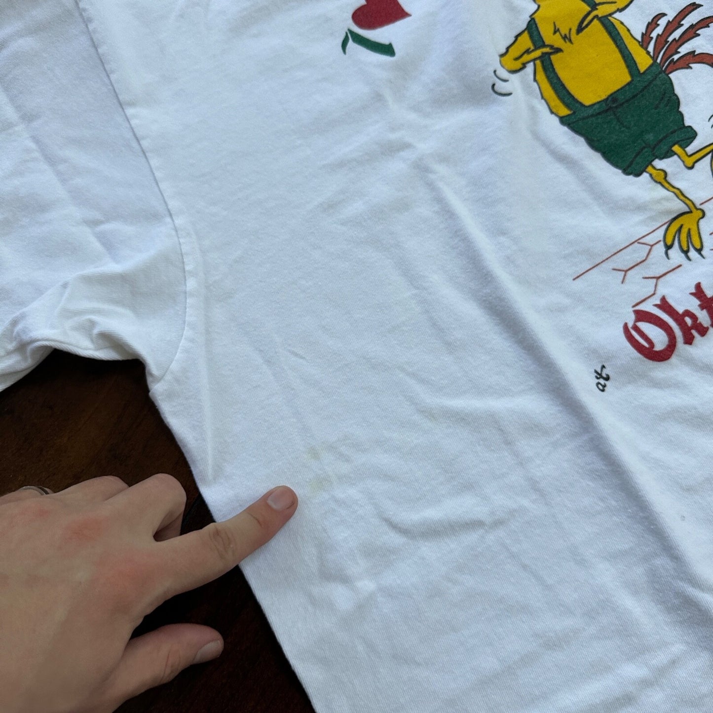 Oneita Chicken Dance Funny VTG T Shirt Oregon Humor Animal Farm 90s Oktoberfest