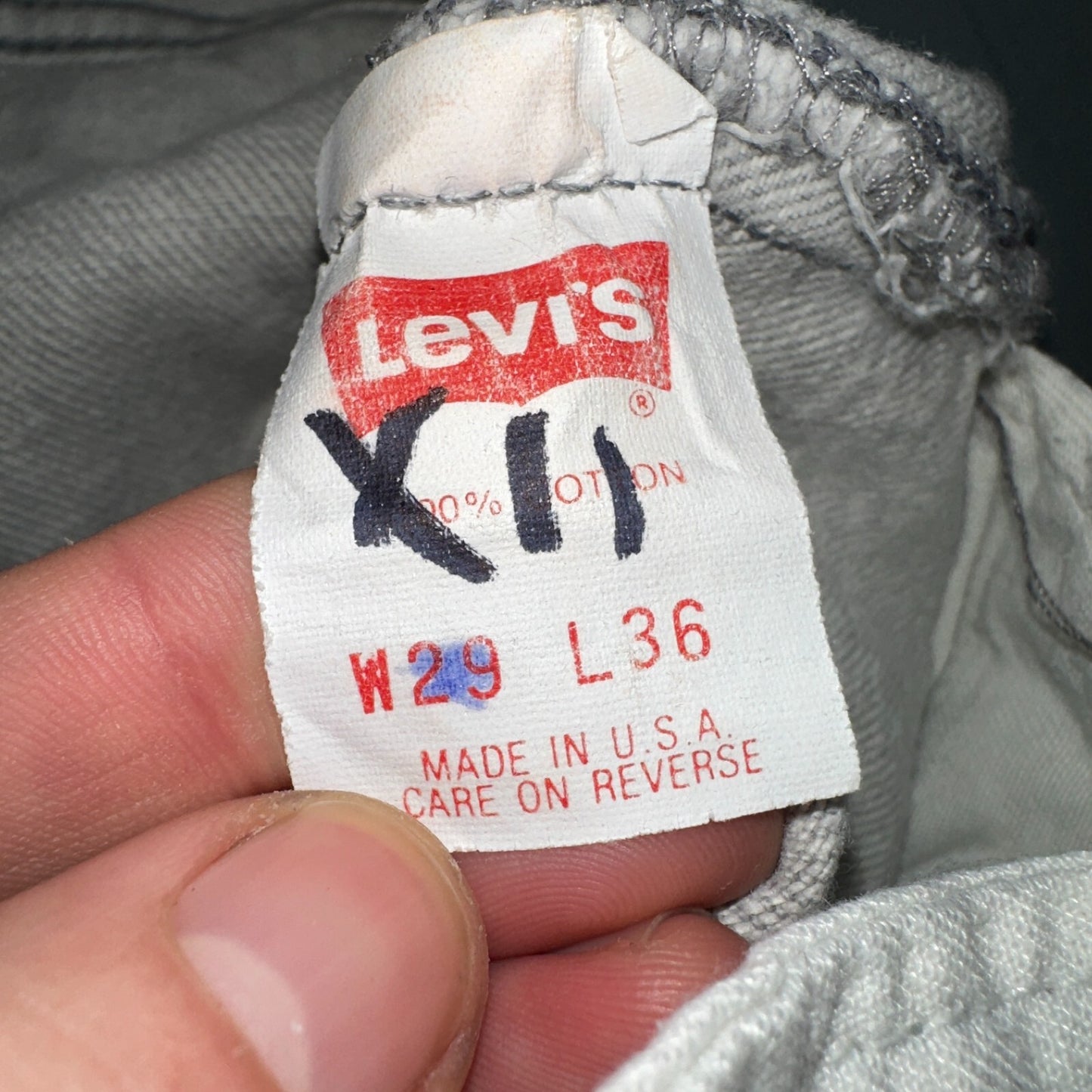 Levis 501 Vintage 80s USA XX Straight Leg Jeans Gray Acid Wash 29x36 Act 28x34