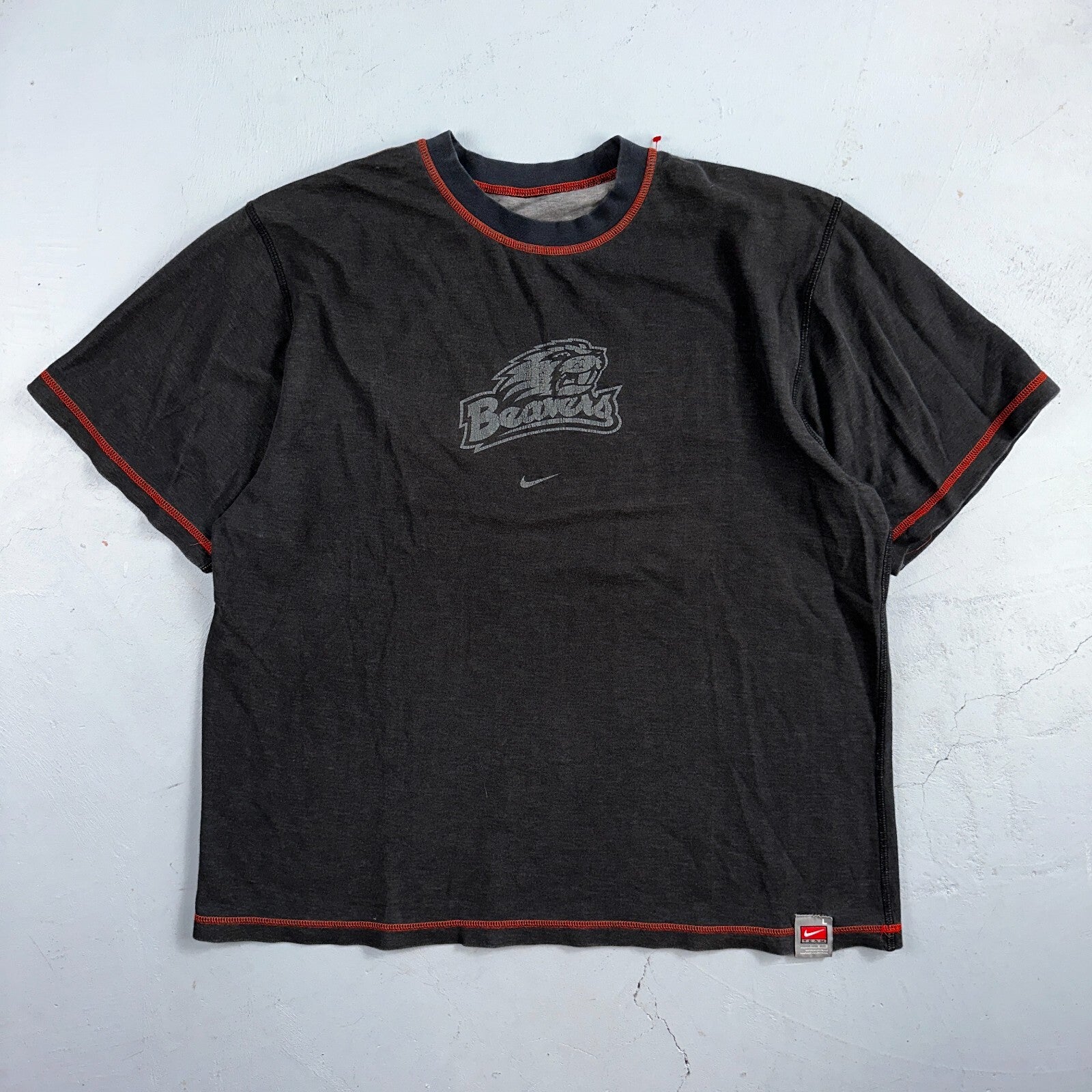 Nike Center Swoosh Beavers PDX VTG T Shirt Y2K 2000s Reversible Oregon State