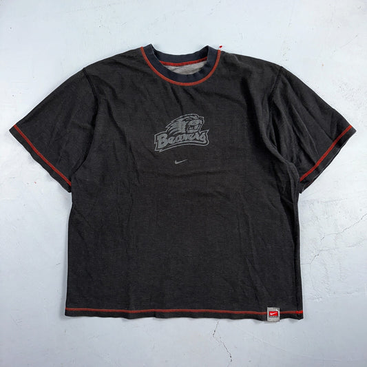Nike Center Swoosh Beavers PDX VTG T Shirt Y2K 2000s Reversible Oregon State