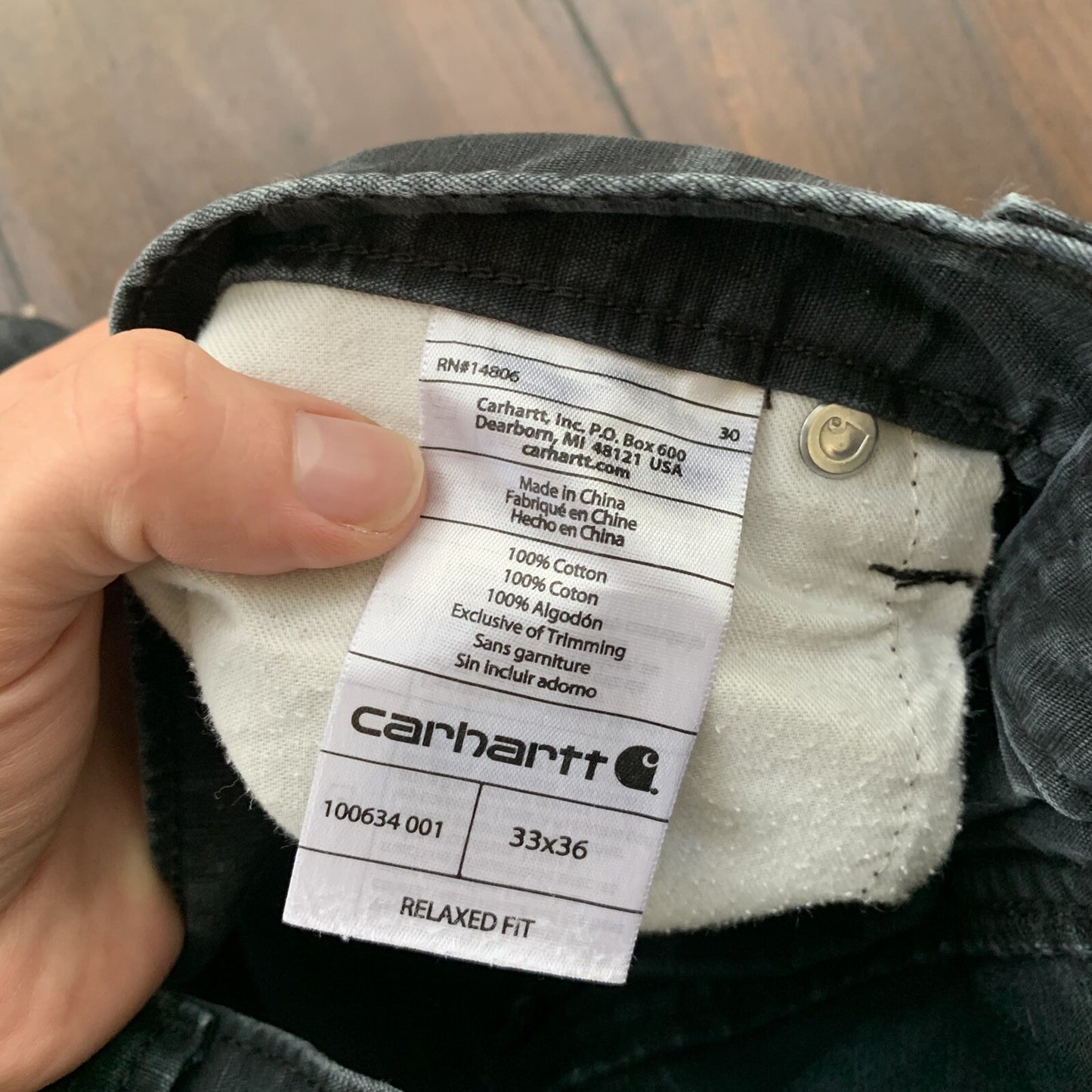 Carhartt Rugged Relaxed Fit No Double Knee Carpenter Work Jeans Black 30x34 VTG