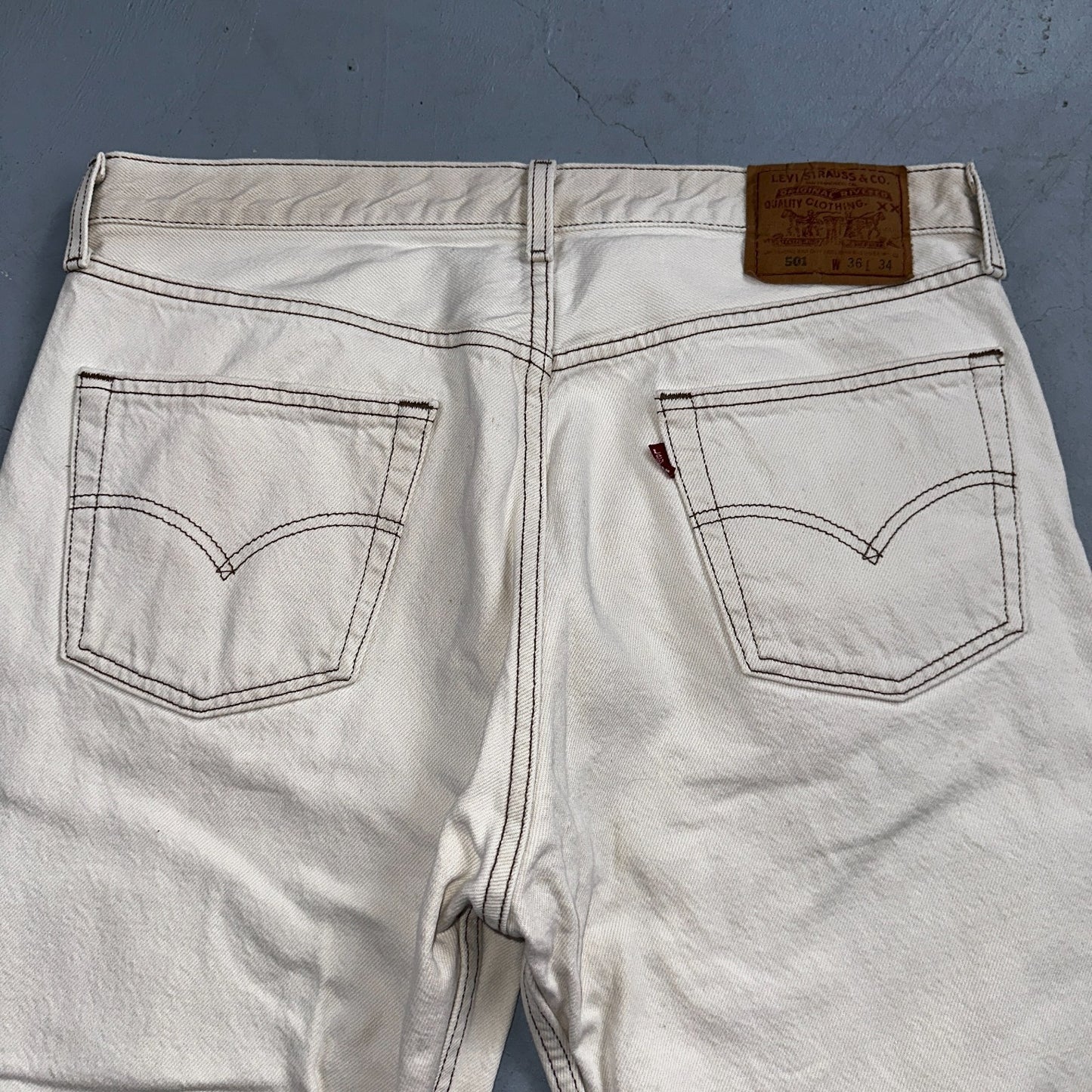 Levis 501 Vintage 90s USA XX Straight Leg Jeans White Light Wash 36x34 Act 34x34