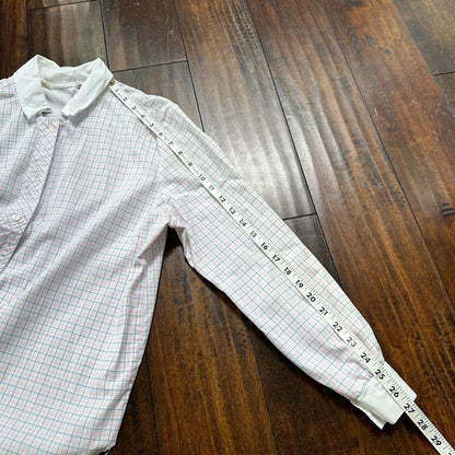 VTG 70s women's White Plaid Flannel Shirt Grunge Punk 40 Checkered jane hunt