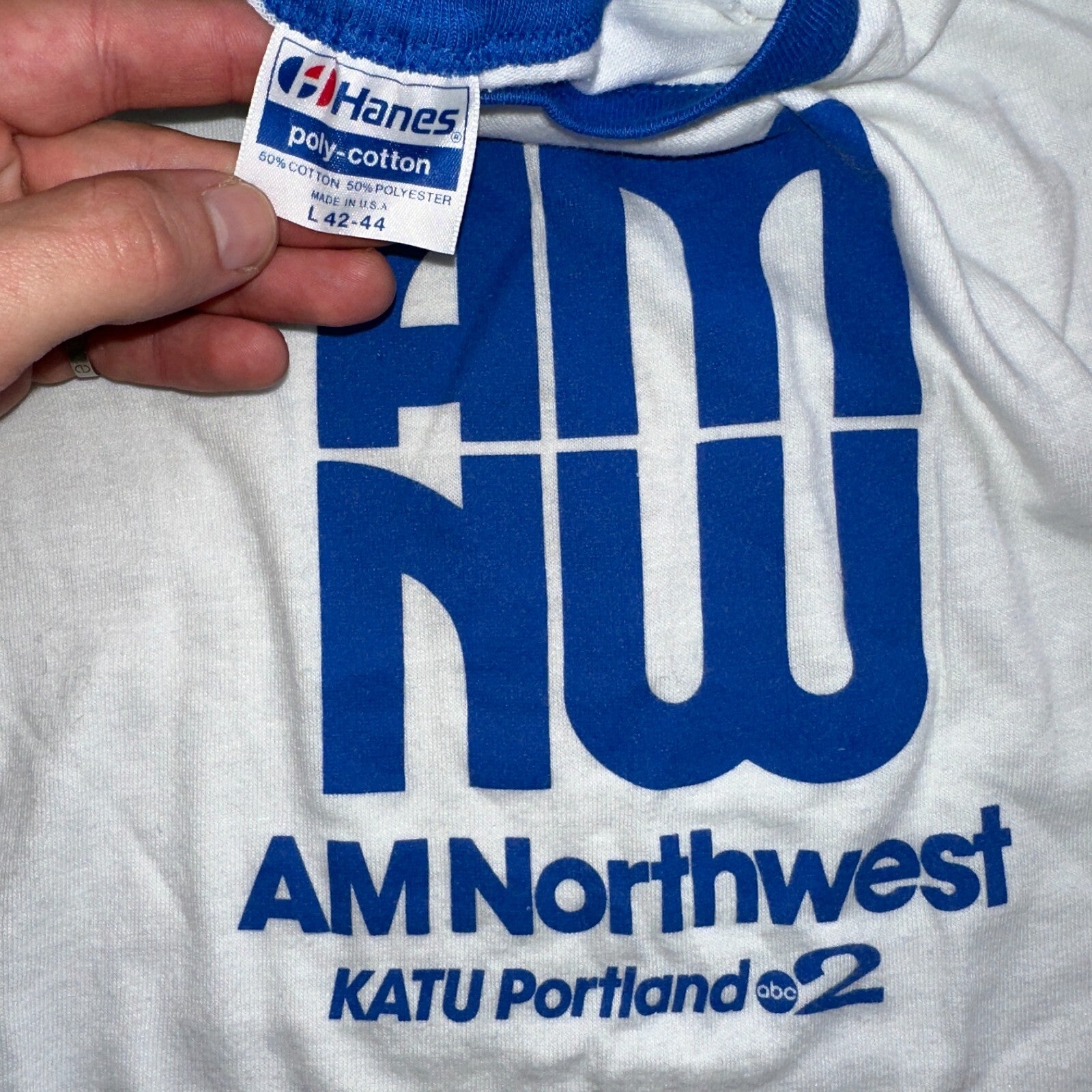 Hanes 80s Portland Oregon Radio AM NW VTG T Shirt Northwest Katu ABC Rare Ringer