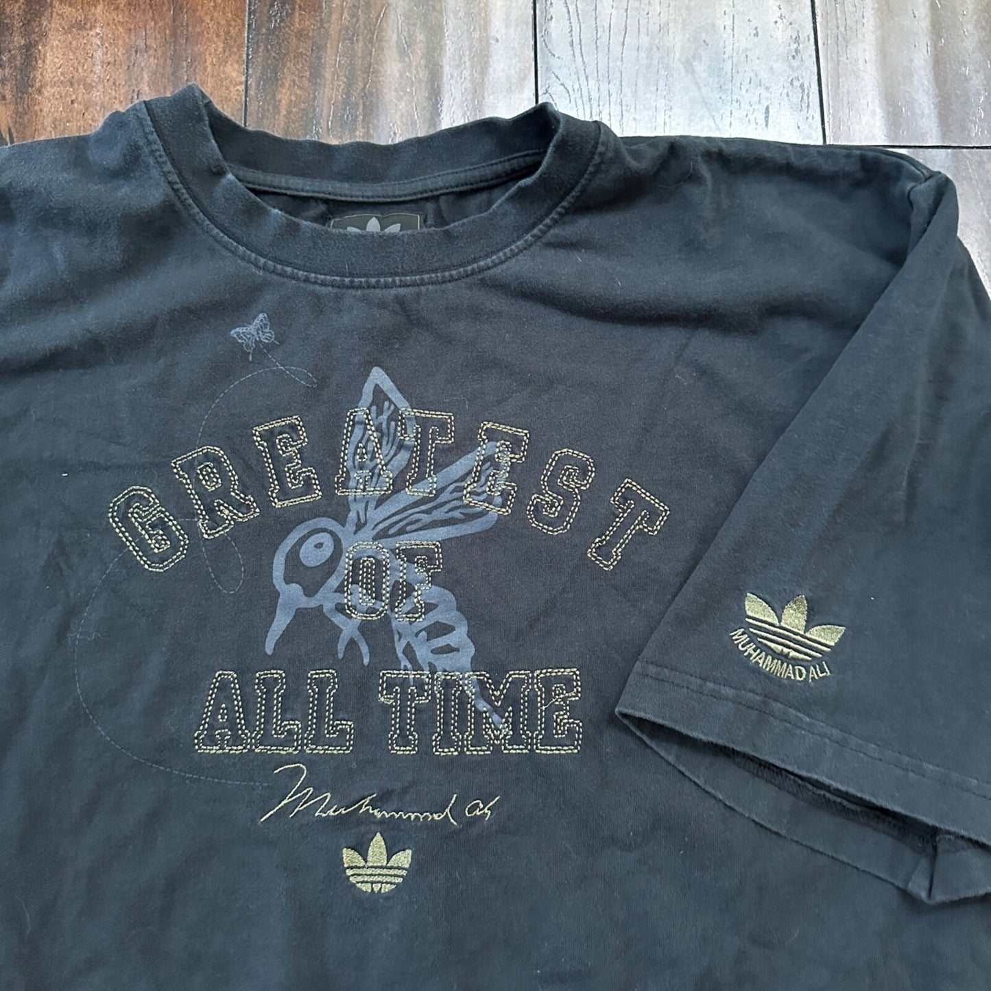 Adidas Muhammad Ali VTG T Shirt Y2K Rare Black Greatest XL Sports Boxing Legend