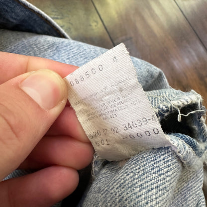 Levis 501 Vintage 90s Straight Leg XX USA Jeans 32x36 Thrashed Wash Act 30x31