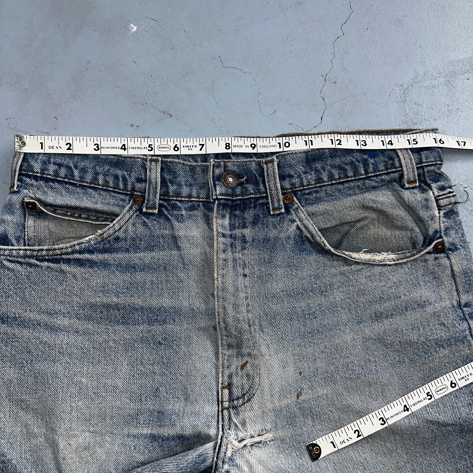 Levis 517 Vintage 80s USA Orange Tab Bootcut Flare Blue Worn Jeans Act 32x27