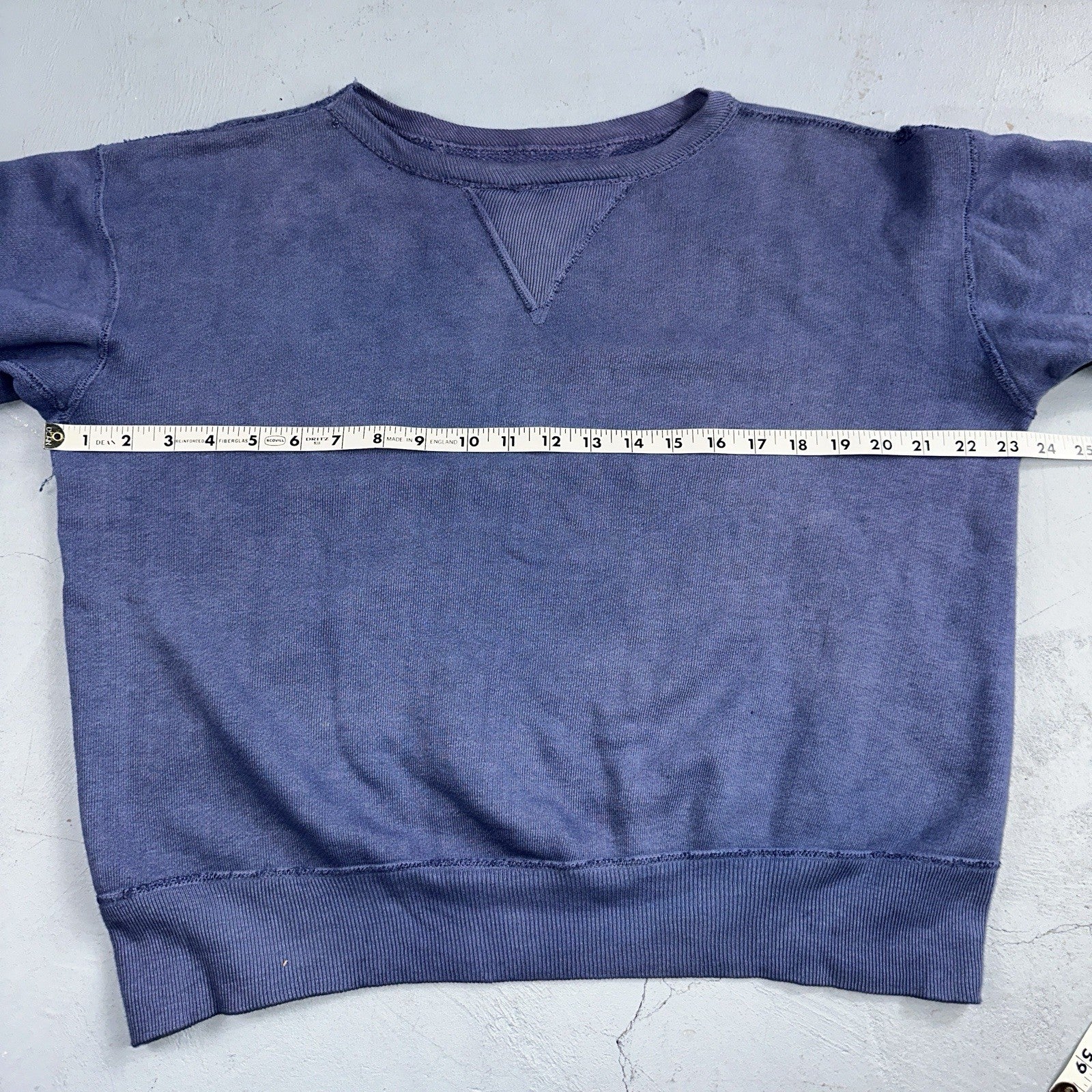 VTG Double V Sweatshirt 40s 50s 1940s Faded Blue Crewneck Boxy Rockabilly 1950s