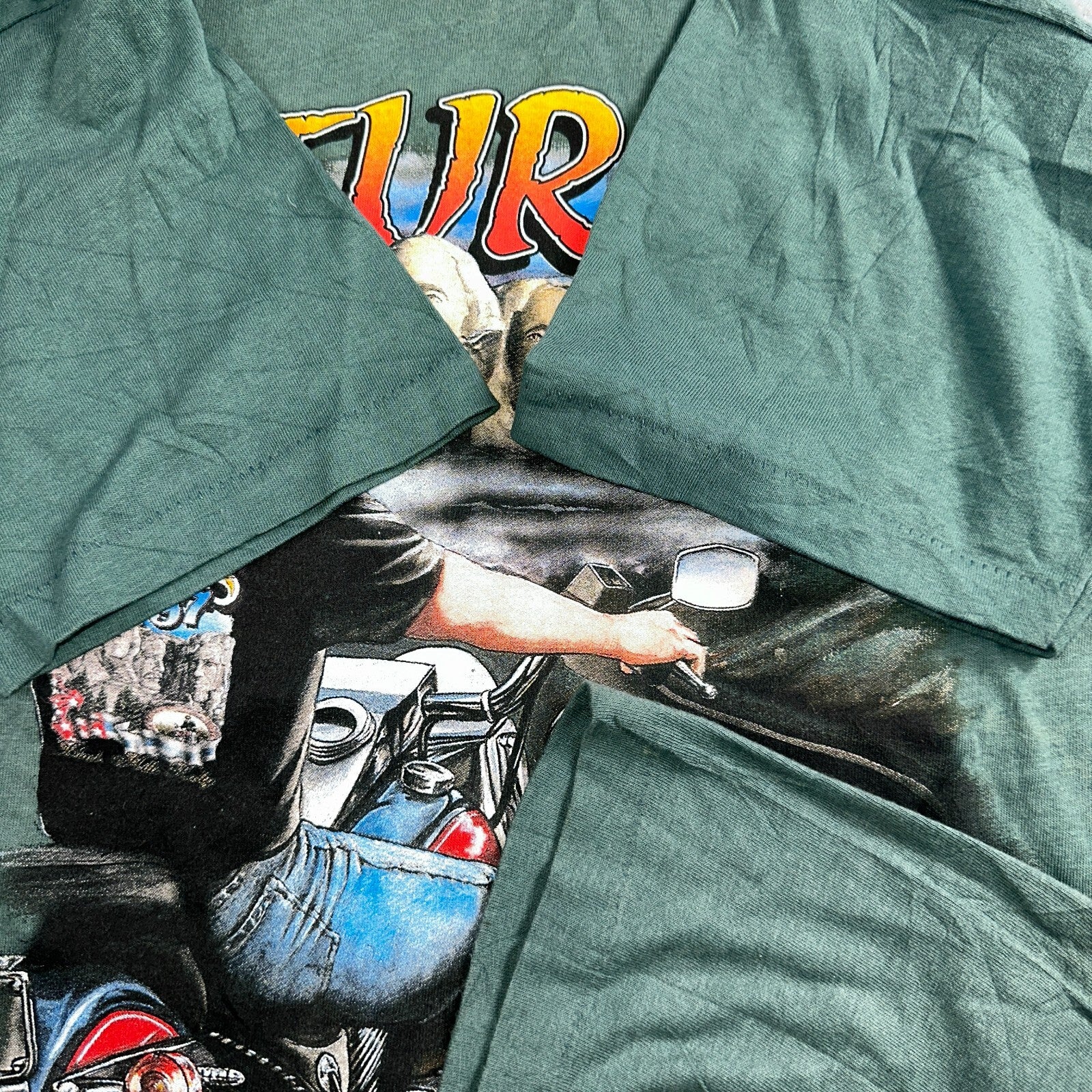 Vintage 1997 Sturgis Motorcycle Rally Big Print T Shirt Large Biker Double Side