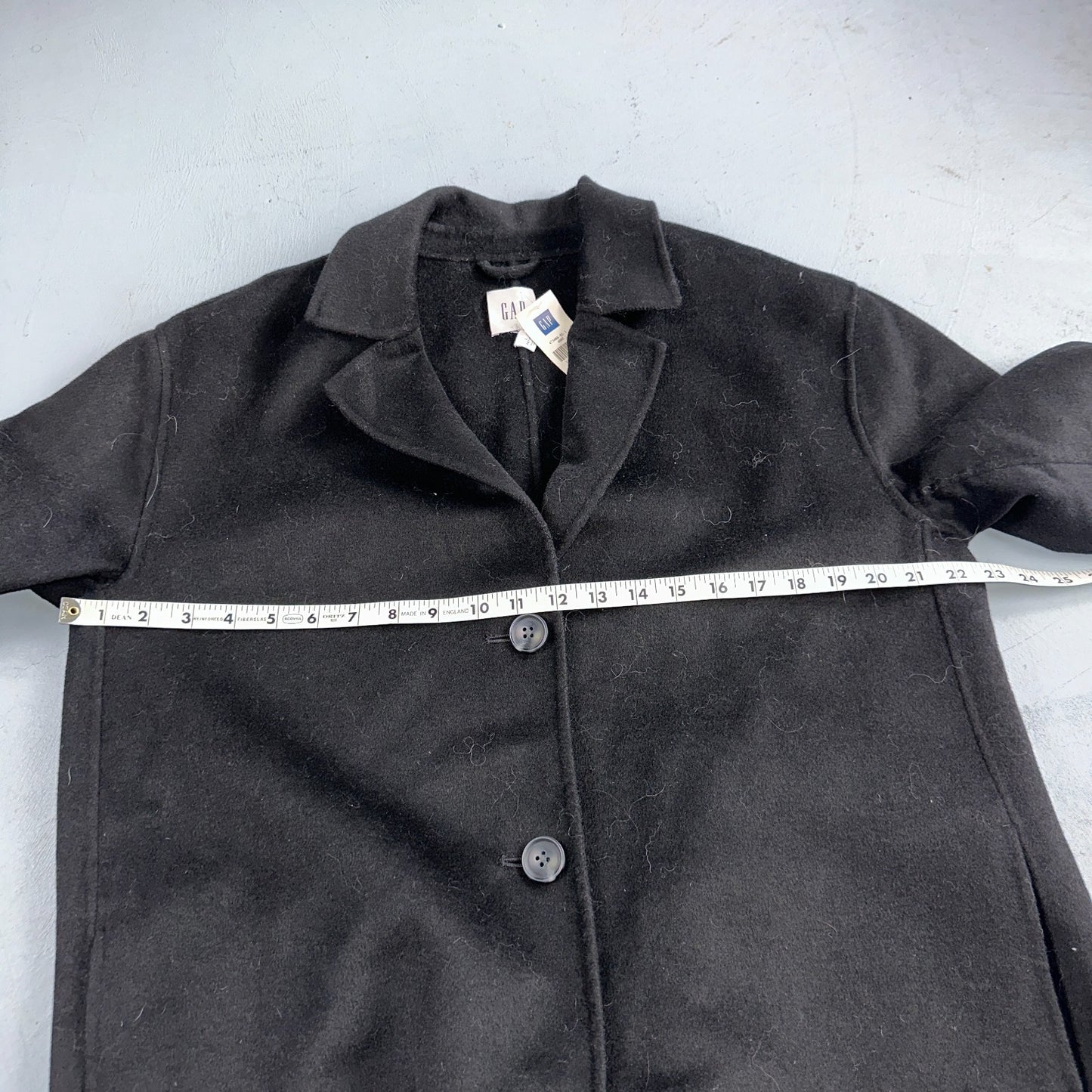 Gap Jacket Womens Large Black Wool Button Over Pea Coat Pocket Dressy Career