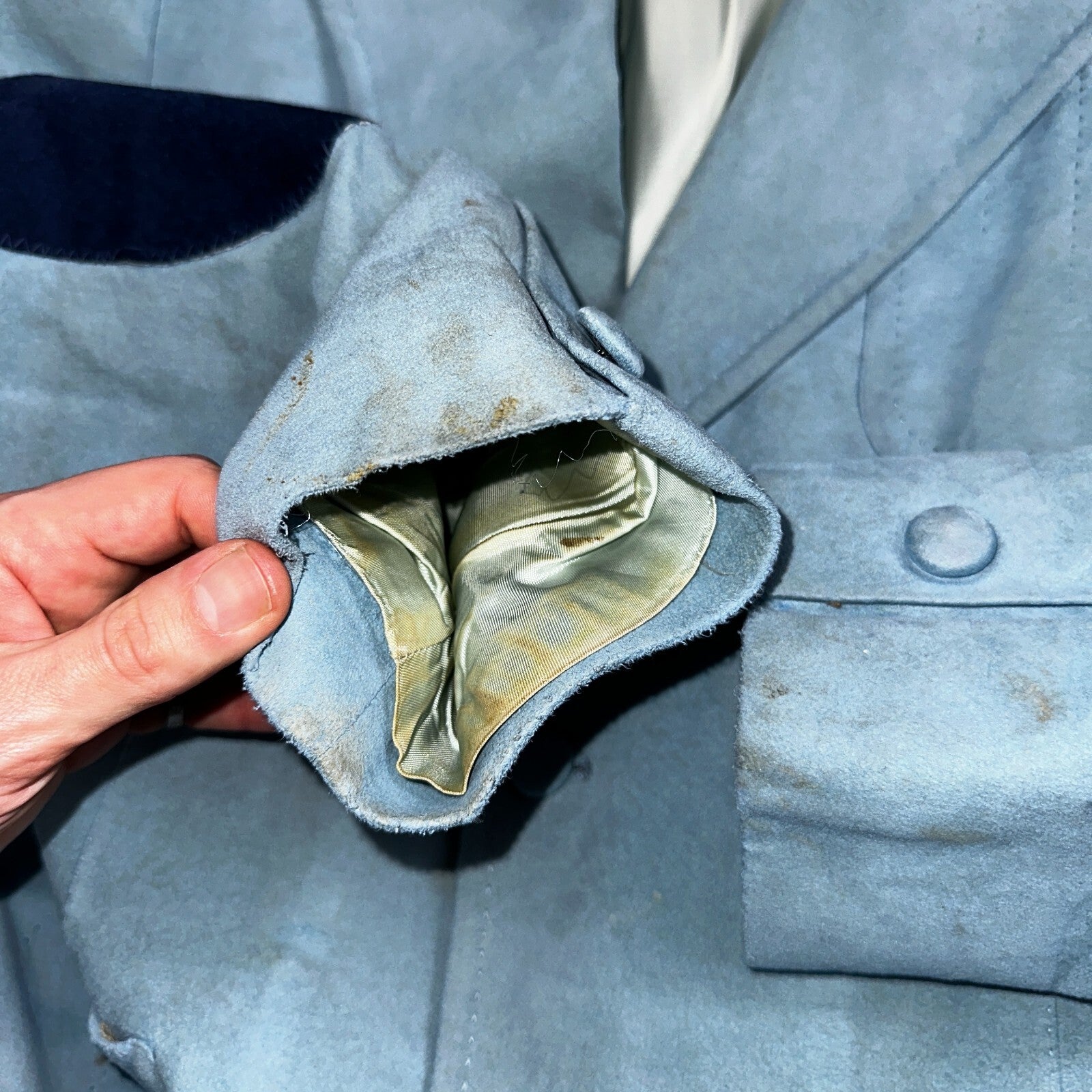 VTG Mens Suit 42 Jacket Sport Coat Rockabilly 60s 70s Suede Blue Disco Lebaron