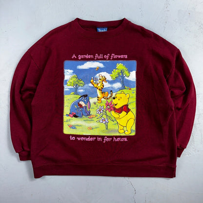 VTG 90s Disney Pooh Garden Full of Flowers Sweatshirt Tigger Eeyore Sz L/XL