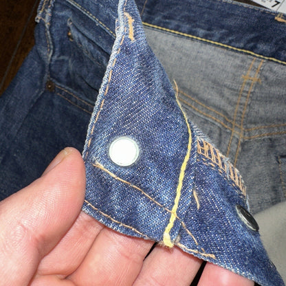 Levis 501 Big E VTG 60s Redline Denim Destroyed Jeans 1960s 28x28 Fringe Boot