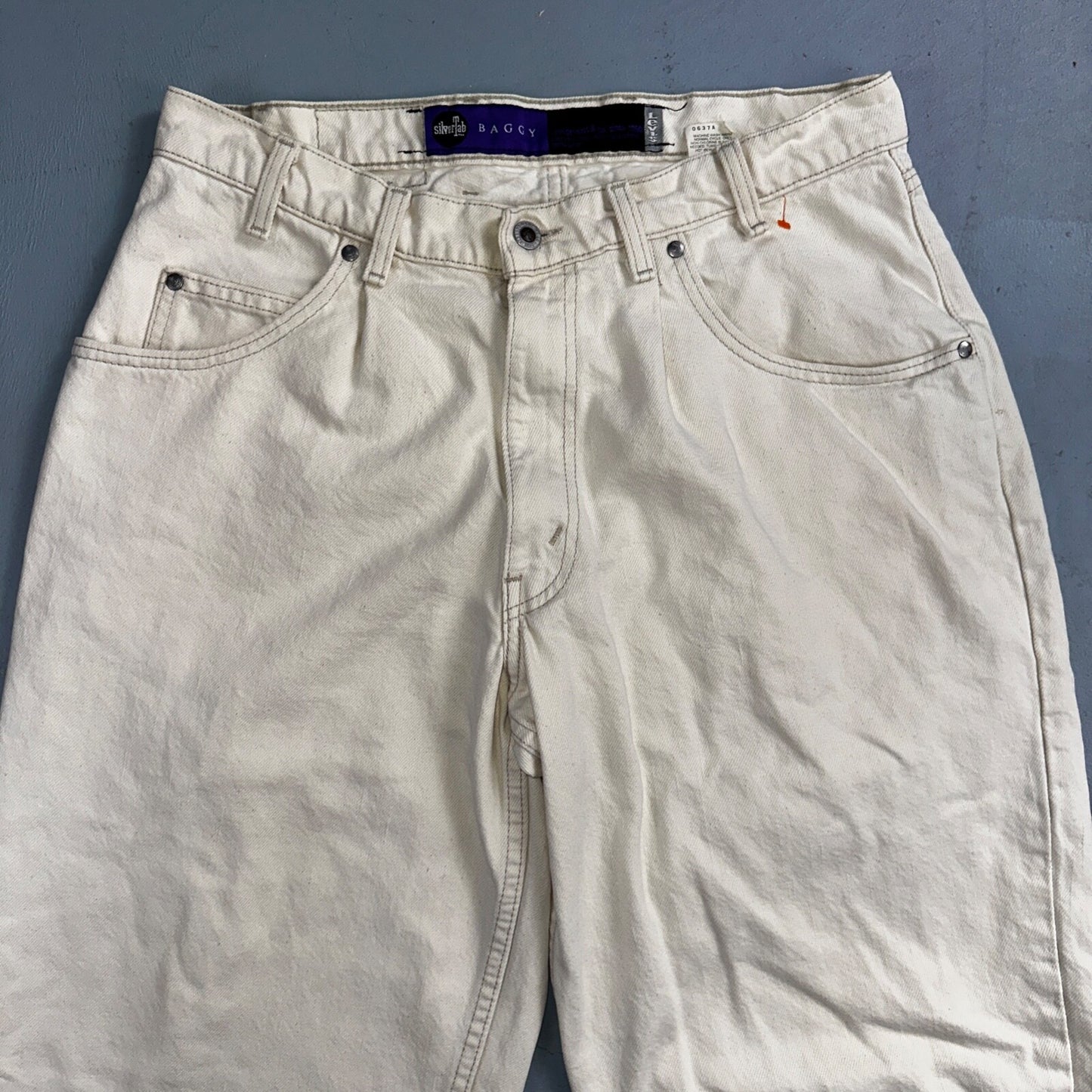 Levis SilverTab Vintage USA 90s Baggy Denim Jeans White Silver 34x30 Act 32x29