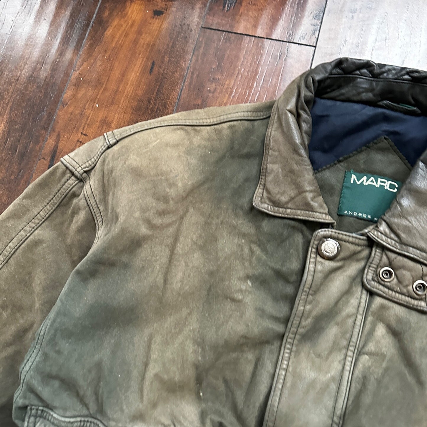 Andrew Marc NEW YORK Mens Suede Leather Coat Jacket Boxy Vintage Y2K 90s A2